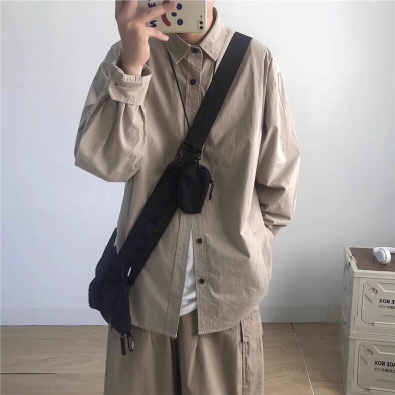1506/Q3670/P34春季新款衬衫男女学生宽松慵懒风廓形帅气衬衣潮,男装衬衫,星座1506