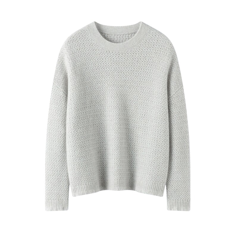 2025年秋季常规通勤单件圆领花纱流苏边时尚百搭通勤，女装羊绒衫，暖习羊绒