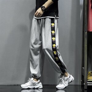 2021春秋款 灰墙灰色宽松休闲印花秋季九分裤A061-K708-P50图片
