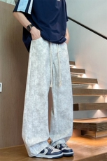 K5031/P55新款美式直筒休闲裤男宽松复古扎染脏脏裤痞帅潮长裤子，男装休闲裤，电商A141