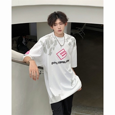 美式字母设计感短袖T恤男女潮牌嘻哈夏季宽松印花上衣T50533-p32，男装T恤，星座1008