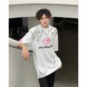 美式字母设计感短袖T恤男女潮牌嘻哈夏季宽松印花上衣T50533-p32图片