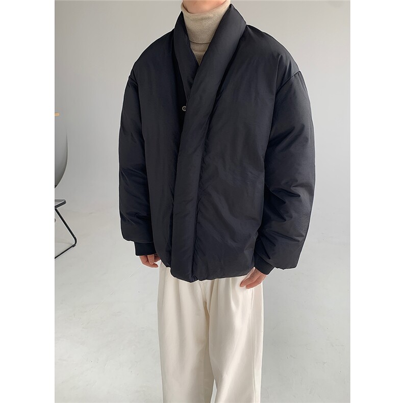 现货MH02-P125设计感无领棉服简约纯色保暖棉衣加厚外套男,男装棉衣,星座1501-3