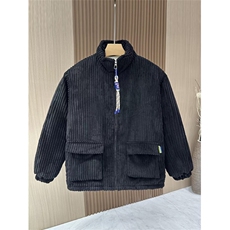 潮流时尚高级感翻领纯色灯芯绒棉服青少年简约休闲情侣外套男，男装棉衣，星座1013
