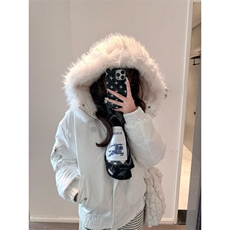 1506A/G78770/P94法式通勤学院风白色连帽毛毛棉服，男装棉衣，星座1506A