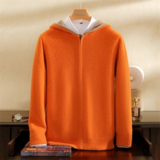 2025年秋季长袖青春流行连帽双面可穿加厚开衫帽衫，男装羊绒开衫，雪贝坊一店