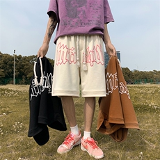 2025夏季大码高品质发泡印花麻绳织带五分裤DK59P38控55，男装牛仔裤，四季星座806