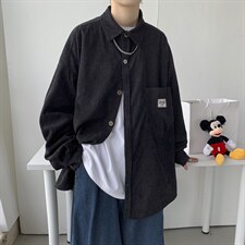 秋冬韩版灯芯绒外套长袖韩版衬衫宽松衬衣中性学生夹克H202/P45，男装夹克，电商A221A