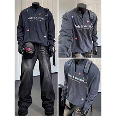 美式街头底特律夹克短宽反车徽章外套男310A-4-B938-P90，男装夹克，星座310A-4
