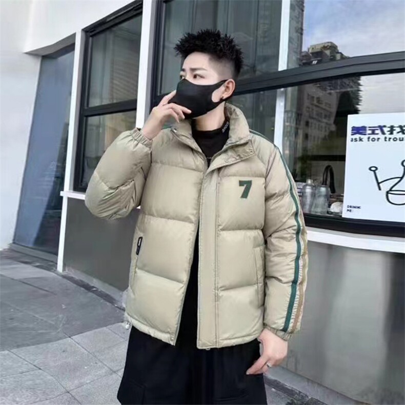秋冬立领潮牌条纹羽绒服御寒轻薄保暖韩版青年防寒短款外套男装,男装羽绒服,钱塘6003（原4033）