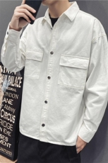 202-7-GC14新款秋装衬衫男长袖纯色宽松青年男士休闲衬衣，男装衬衫，星座1302