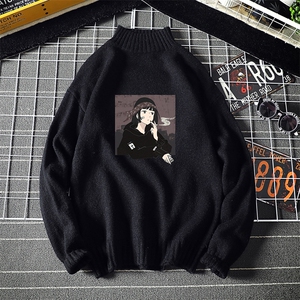 M18122-P45加绒款-P65半高领毛衣男士大码针织衫男毛线衣男线衫,泡泡袖长款风衣搭配图片
