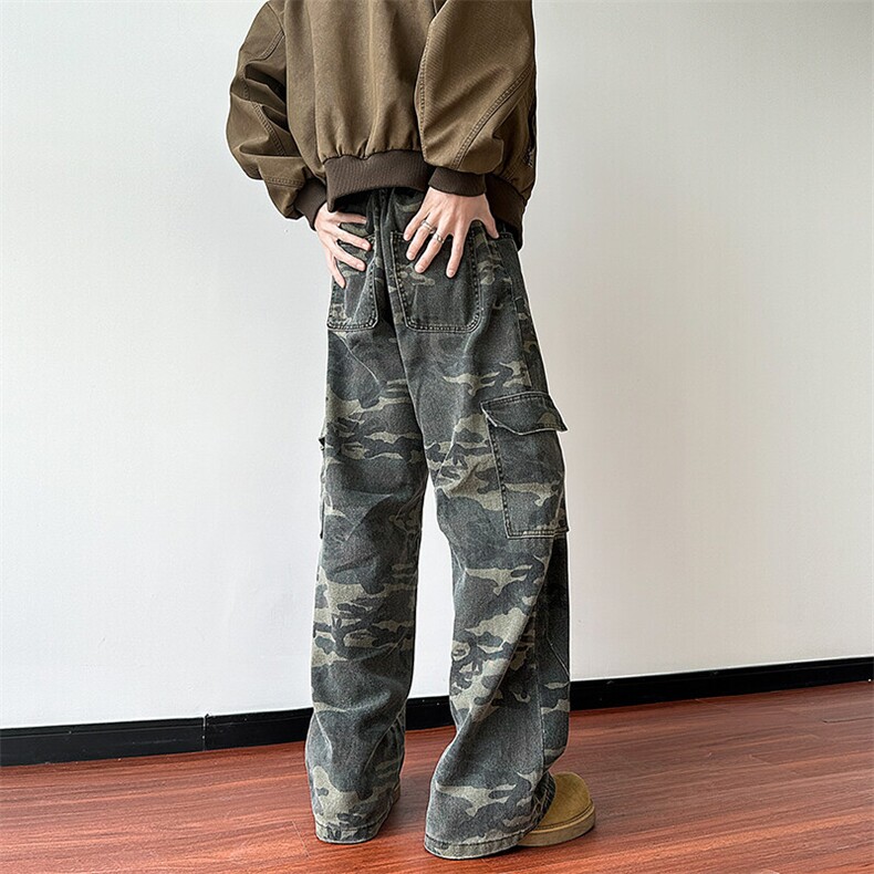 A408-24K2513-P75-X98-S-2XL春季新款美式复古休闲直筒迷彩裤,男装休闲裤,电商A408