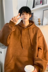港风秋季新款INS宽松纯色百搭落肩连帽卫衣JK23301-特批40控59，男装卫衣，星座605(原A050)