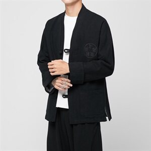 2021春秋季日系复古亚麻夹克男宽松复古刺绣外套6005-J图片