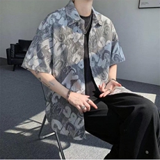 网图现货！夏威夷风印花衬衫夏季轻薄透气短袖-EX50558-特批20，男装衬衫，电商A061