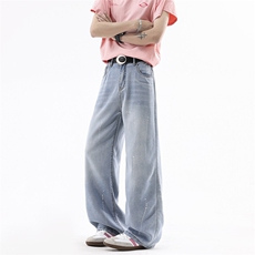B221美式ins高街宽松喷墨莱赛尔冰丝牛仔裤LK25496-特P45控88，男装牛仔裤，电商B221