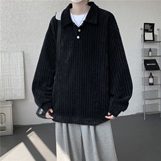 美式复古雪尼尔polo领卫衣大码设计重磅翻领外套LW609特P45加绒55，女装短外套，电商B215
