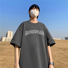 240G重磅美式印花纯棉大码宽松休闲短袖T恤FSDX008P25控39，男装T恤，电商B219B