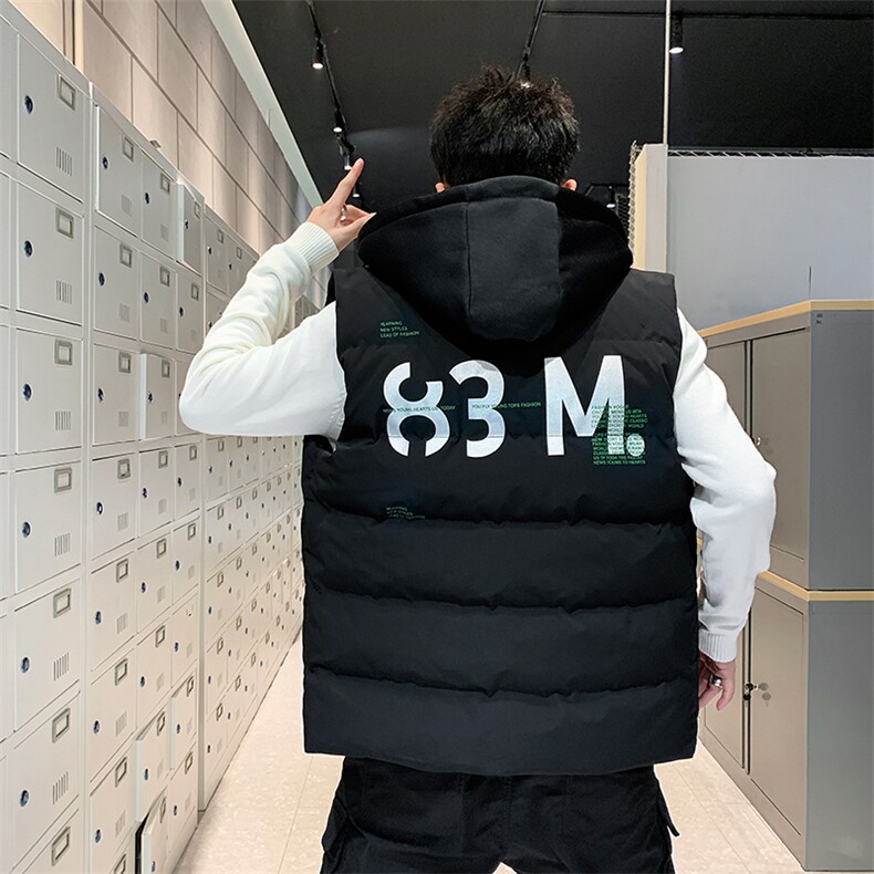 2021春秋季新款个性印花马甲男士潮流连帽外套男A438,男装背心/马甲,电商A438