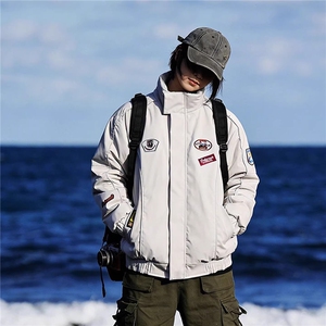 1506/QJK6010/P69徽章刺绣常规款防风夹克潮牌解析机车服图片