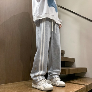 港风秋冬长裤美式高街卫裤宽松休闲两条杠拖地卫裤K23307-P45控58图片
