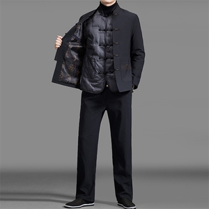 MJ-7108Y冬男士长袖休闲羽绒三件套套装中老年爸爸唐装风P300图片