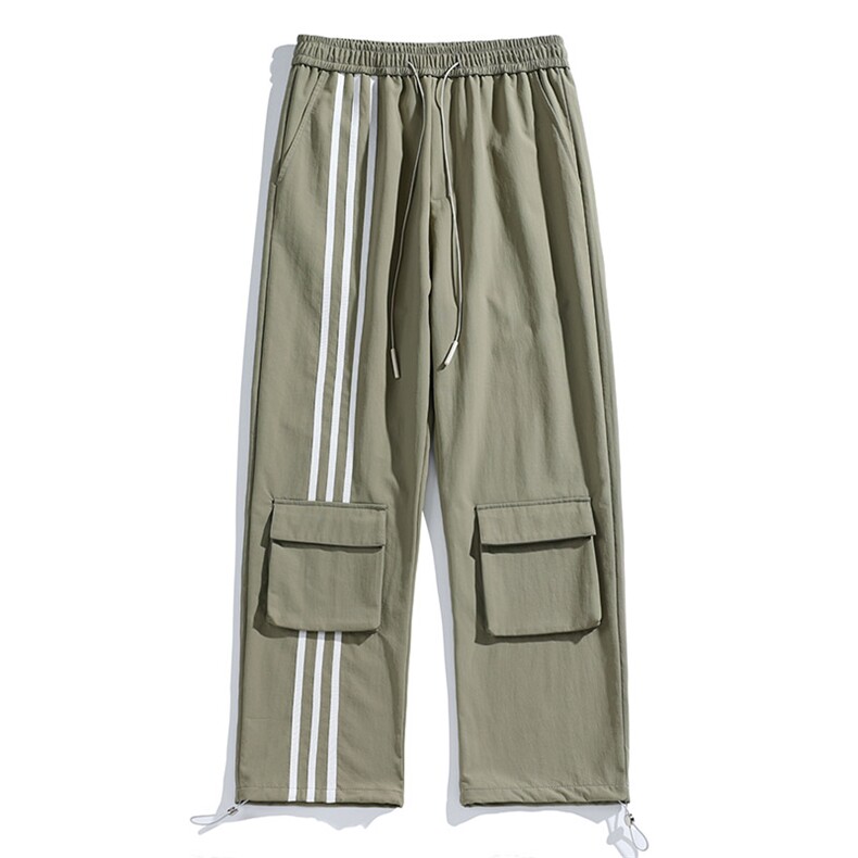 白底秋冬工装裤三条杠拖地宽松休闲伞兵裤男K23320-P50控68,男装工装外套,星座717
