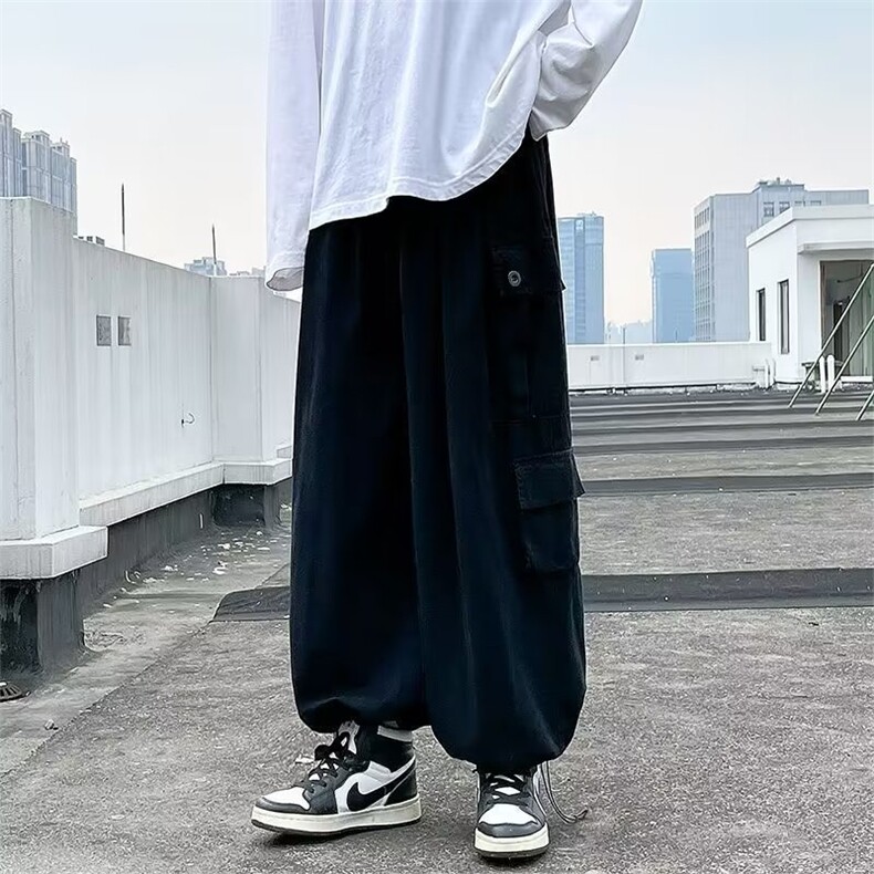工装裤2023新款男装春季港风情侣休闲裤男宽松直筒裤K0351-P35,男装休闲裤,星座308B-1