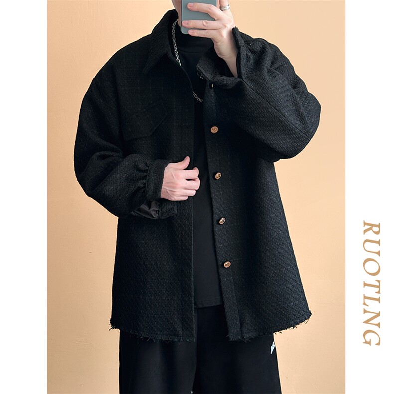 新款现货高品质羊毛呢料外套小香风中长款夹克A351-AJ2507-p110,男装夹克,电商A351