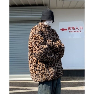 豹纹棉服双面穿外套保暖潮牌欧美街头秋冬新款棉衣6662 P78图片