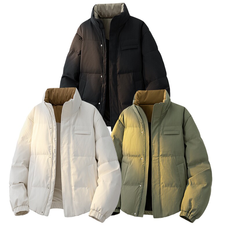 高街肌理感立领羽绒服情侣新玉米格冬装90白鸭绒SYR2601-P240，男装羽绒服，星座610B-1