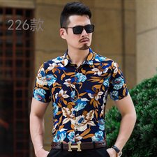 2021夏季男短袖花衬衫大码男花色男衬衫短袖226-230模组合，男装衬衫，星座1203