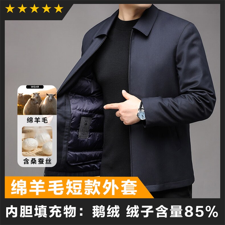轻奢高货商场品质做工精细鹅绒羊毛夹克 内胆可拆卸图片