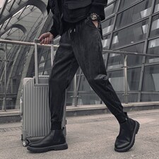 2025秋冬季新款灯芯绒休闲裤男韩版潮流纯色条绒裤子男网红同款图片