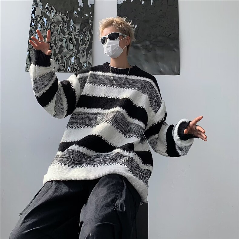 针织衫男条纹韩版潮流痞帅2024秋冬季新款ins毛衣MY9160-P43,男装针织衫/毛衣,星座1109-3