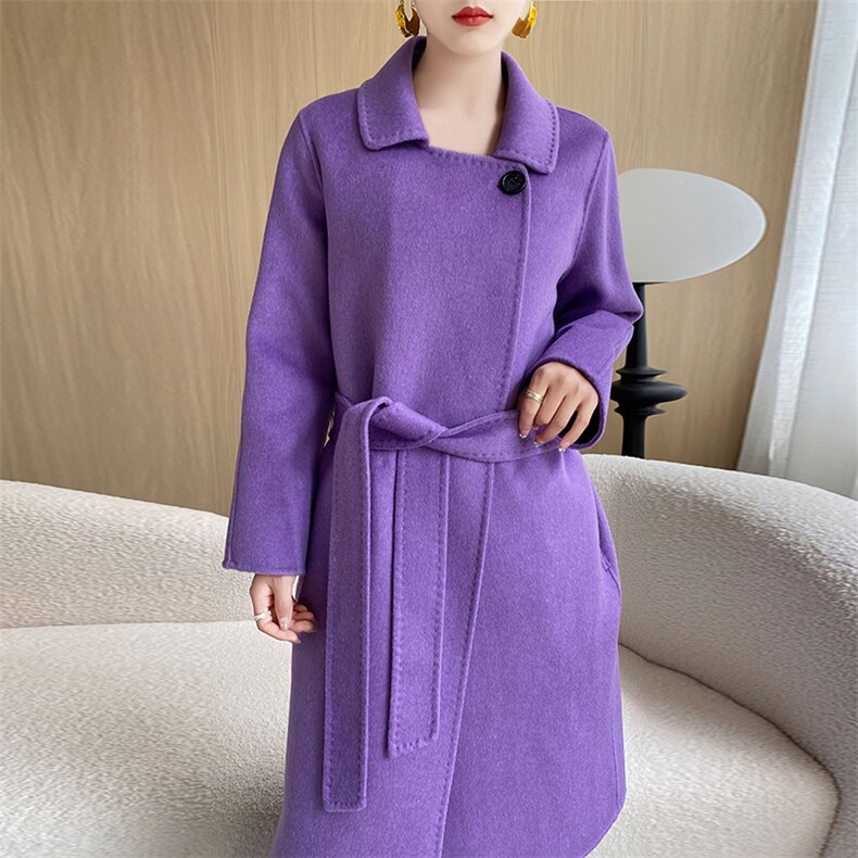 羊毛大衣女新款冬季韩版时尚流行羊毛呢子外套，女装双面呢大衣，召鑫羊绒双面呢
