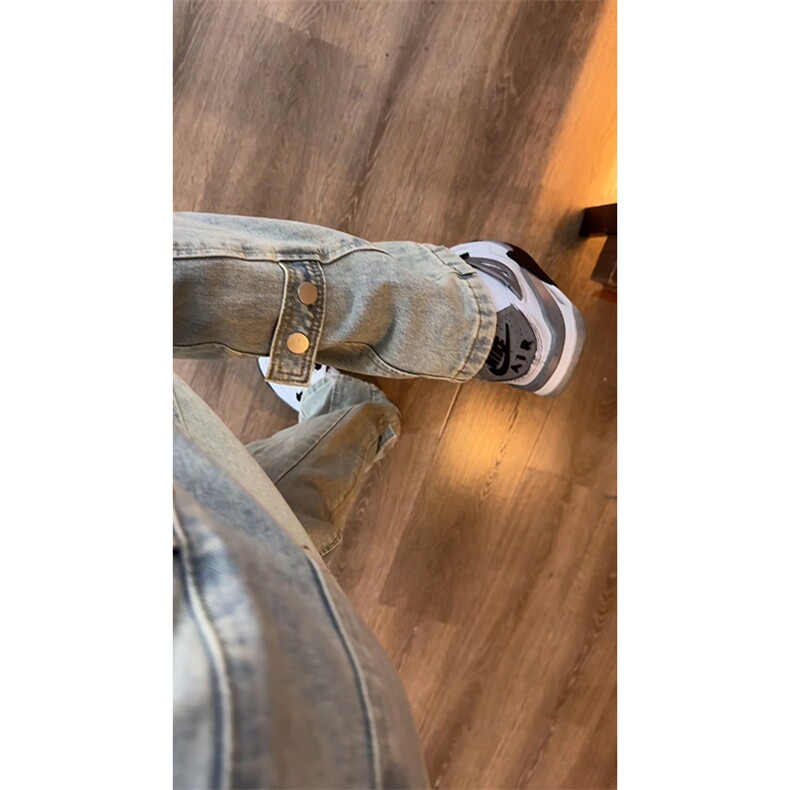 B221美式ins高街暗黑小众个性修身微喇牛仔裤LK24215-特P48控78，男装牛仔裤，电商B221