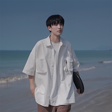 港风衬衫男生韩版休闲潮流宽松工装外套B225-C6058-P60-X75，男装衬衫，电商B225