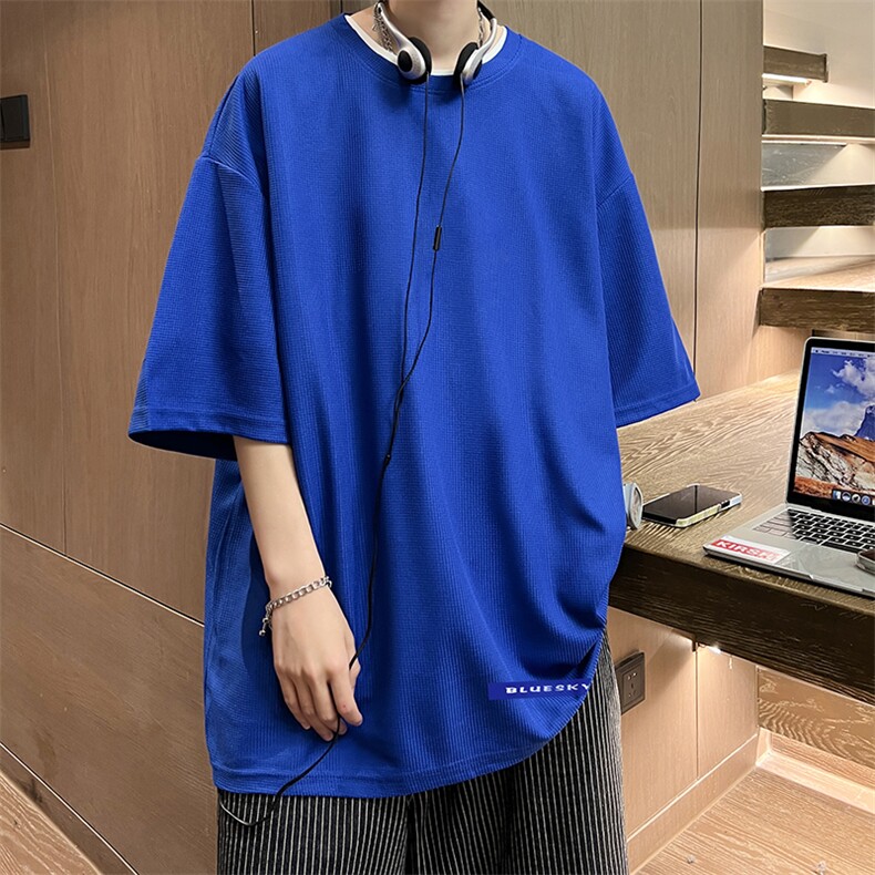 华夫格t恤男短袖男大码五分袖酒店风HT73202-P22,男装T恤,电商A040