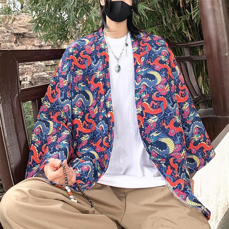 24夏季大码新中式防晒服道袍男女开衫道袍披风汉服潮F20/P40,男装防晒衣,钱塘713
