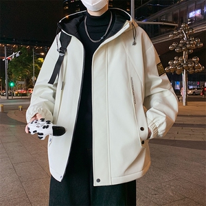2025新款男休闲宽松冬季加绒加厚连帽夹克图片