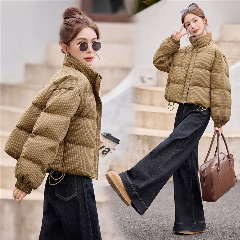 现货90白鸭绒2025年冬季立领宽松短款羽绒服图片