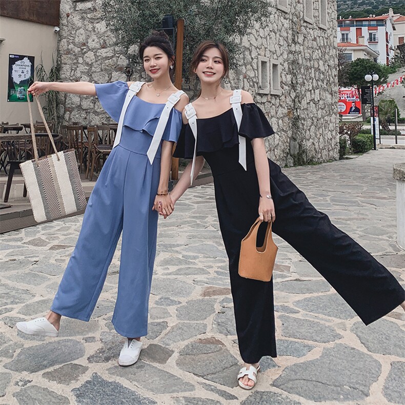 现货2021夏季新款一字肩连体裤浙宝292A货号，女装连体裤，时倾STUDIO