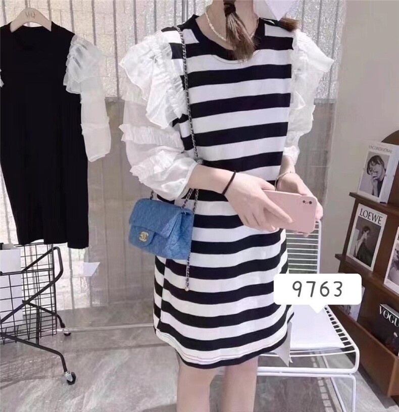 雪纺袖条纹裙，其它，一杭