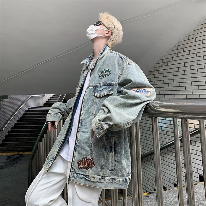 美式高街秋季牛仔外套男潮牌炸街休闲百搭牛仔夹克男JK8021/P70,男装工装外套,电商D202-1