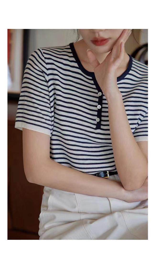 《DAVIDA》现货!韩版简约条纹减龄针织衫，其它，DAVIDA