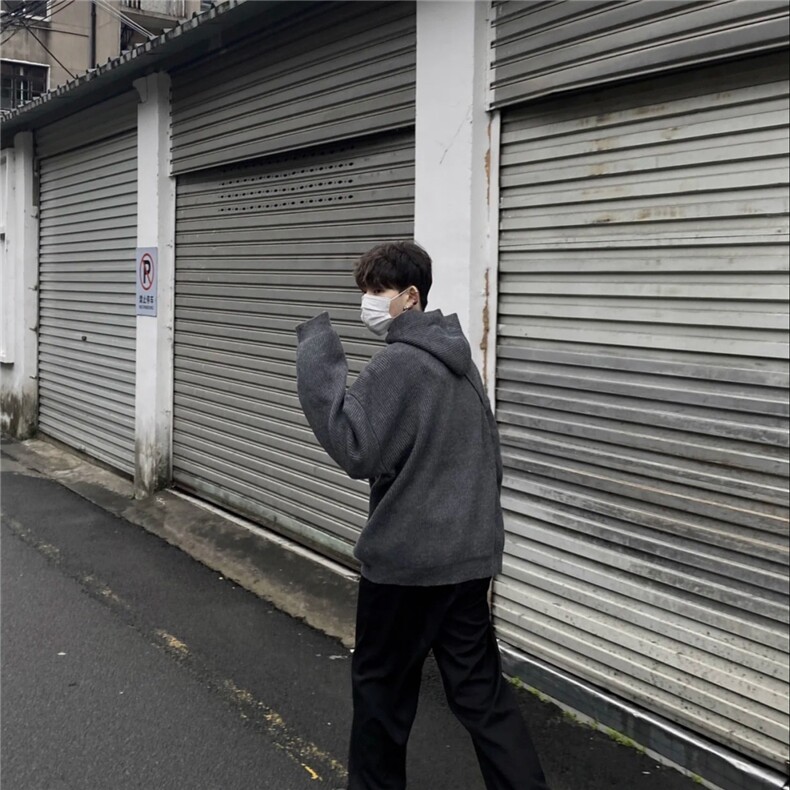 秋冬款韩版慵懒风连帽外套高级感休闲宽松针织开衫情侣款毛衣,男装针织衫/毛衣,星座218-8