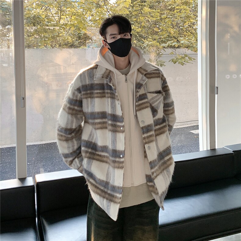 假两件2026新款冬装棉衣宽松男女情侣棉衣格子外套D335P118,男装棉衣,电商A335-1（原A458）