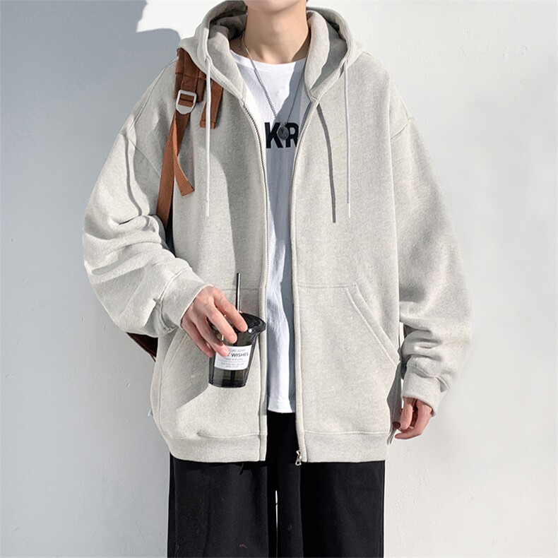 抖音得物高品质全棉二开380克重磅美式秋冬连帽开衫卫衣外套HM01，男装卫衣，电商A486